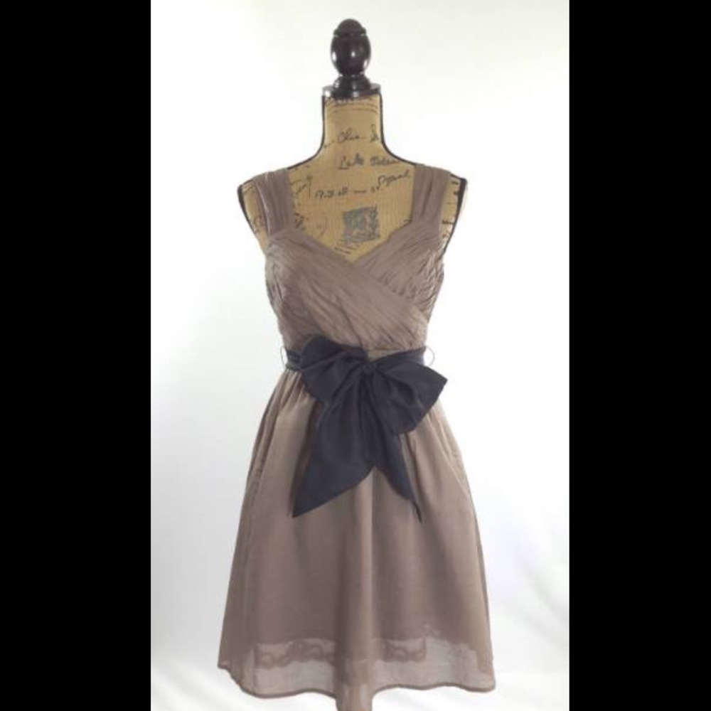 Maeve Beige Taupe Cotton Dress With Pockets NEW